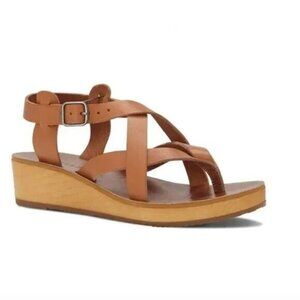 Lucky Brand Womens Tan Chestnut Leather Strappy Sandals 9 Boho Cottage Core